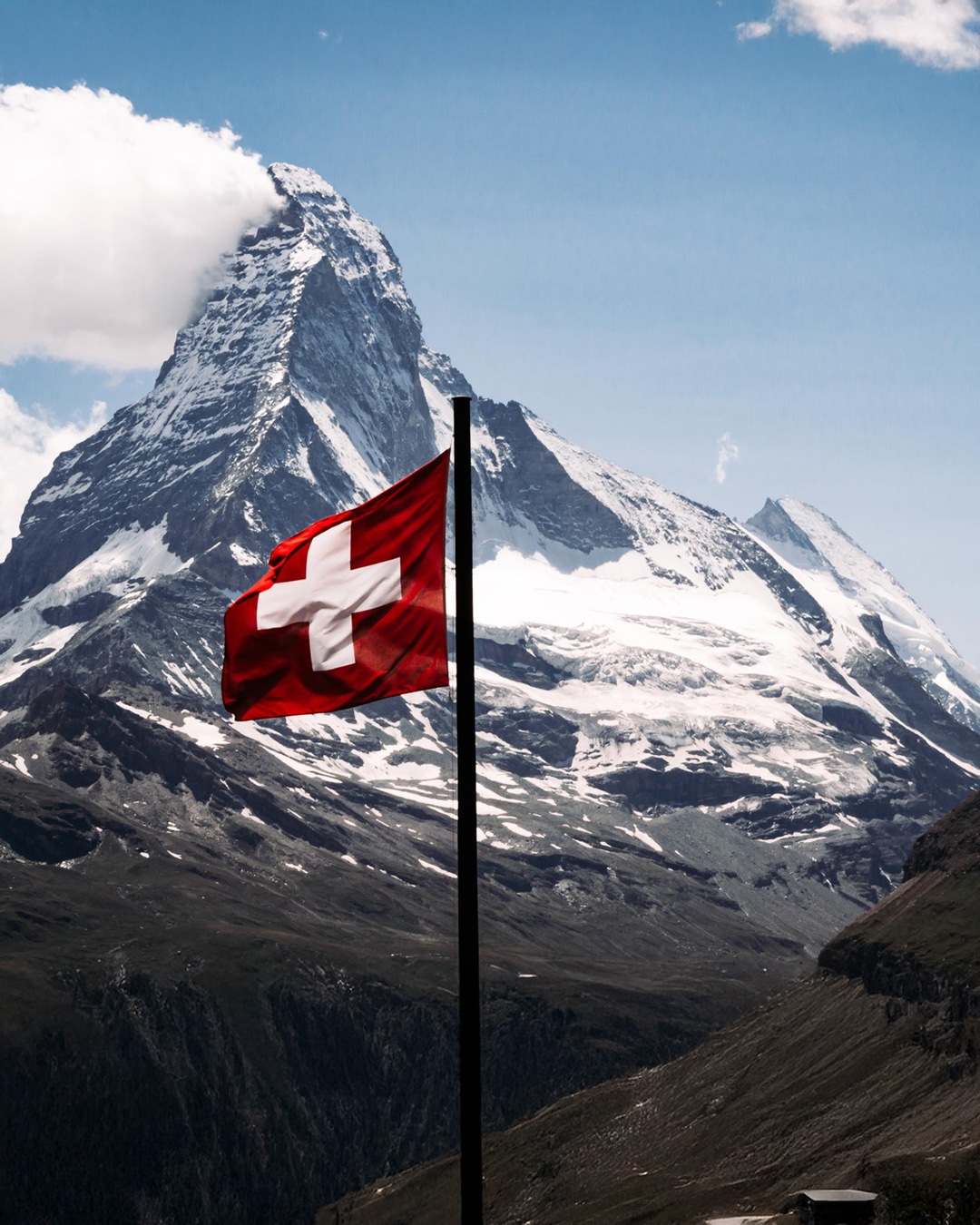 Swiss flag with the Matterhorn — Swiss formulation heritage